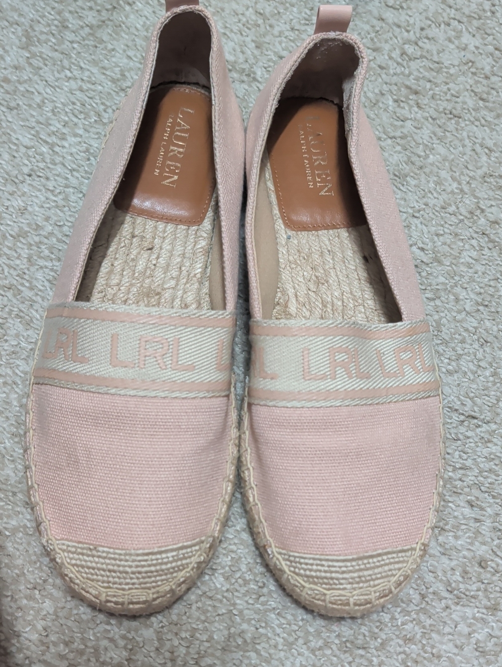 💗🏇 Lauren 🏇💗 Ralph Lauren Blush Pink Canvas Espadrille Slip-Ons Sz 8
